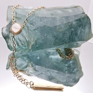 SUGARFIX GOLDTONE AND OPAQUE LARIAT NECKLACE